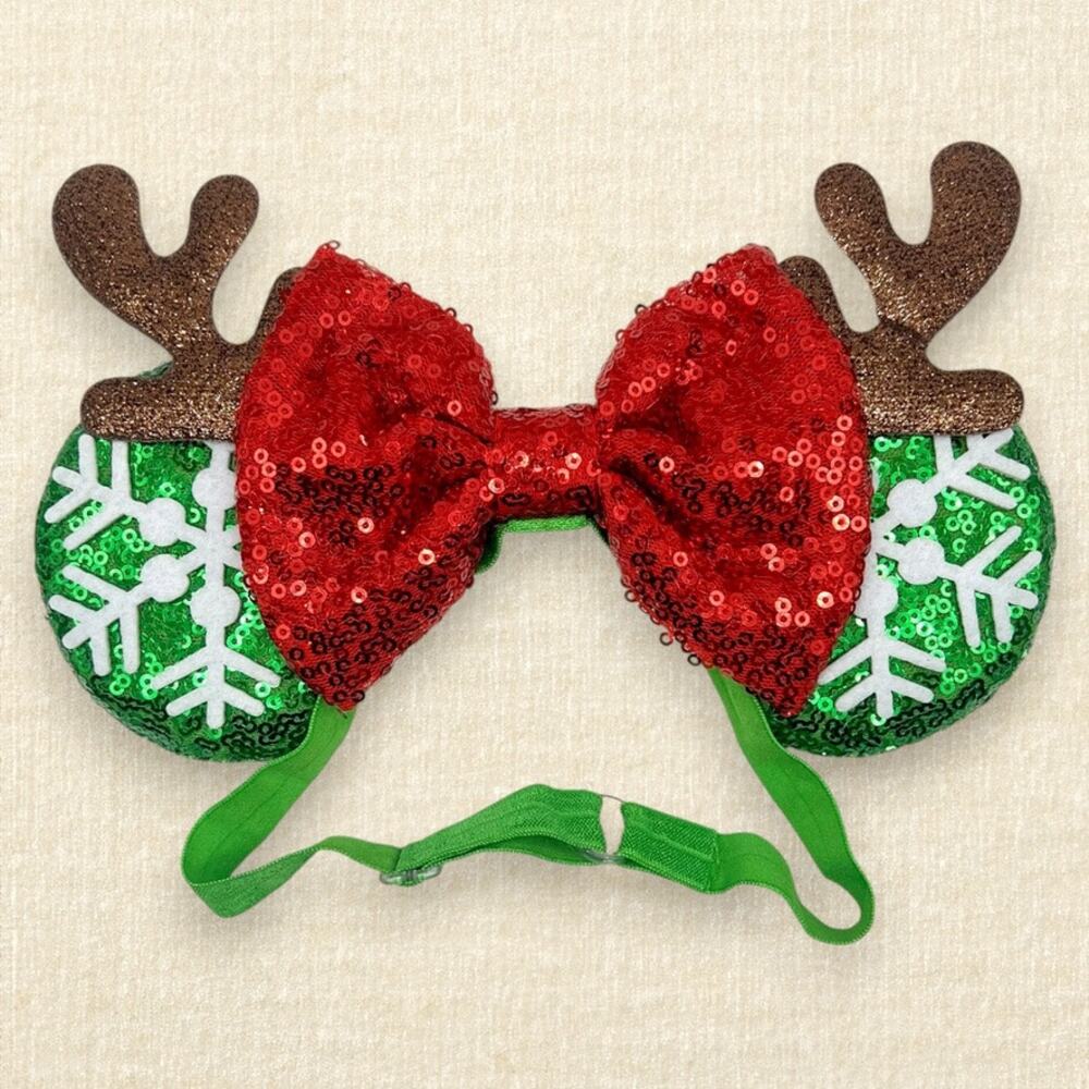 Elastic Reindeer Antler Minnie Ears | Disney-Inspired Christmas Mouse Ears